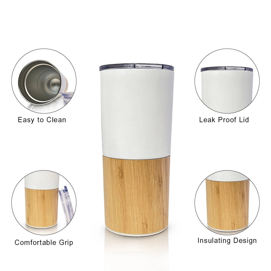 Biodegradable White Bamboo Tumbler for Hydration - meserii.com