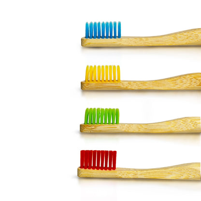 4-pack bamboo & stainless steel toothbrushes for sustainable oral care