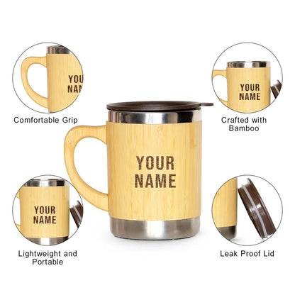 Eco-friendly bamboo travel mug, ideal for personal use