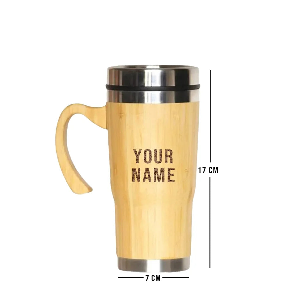 Eco-friendly large bamboo mug with lid